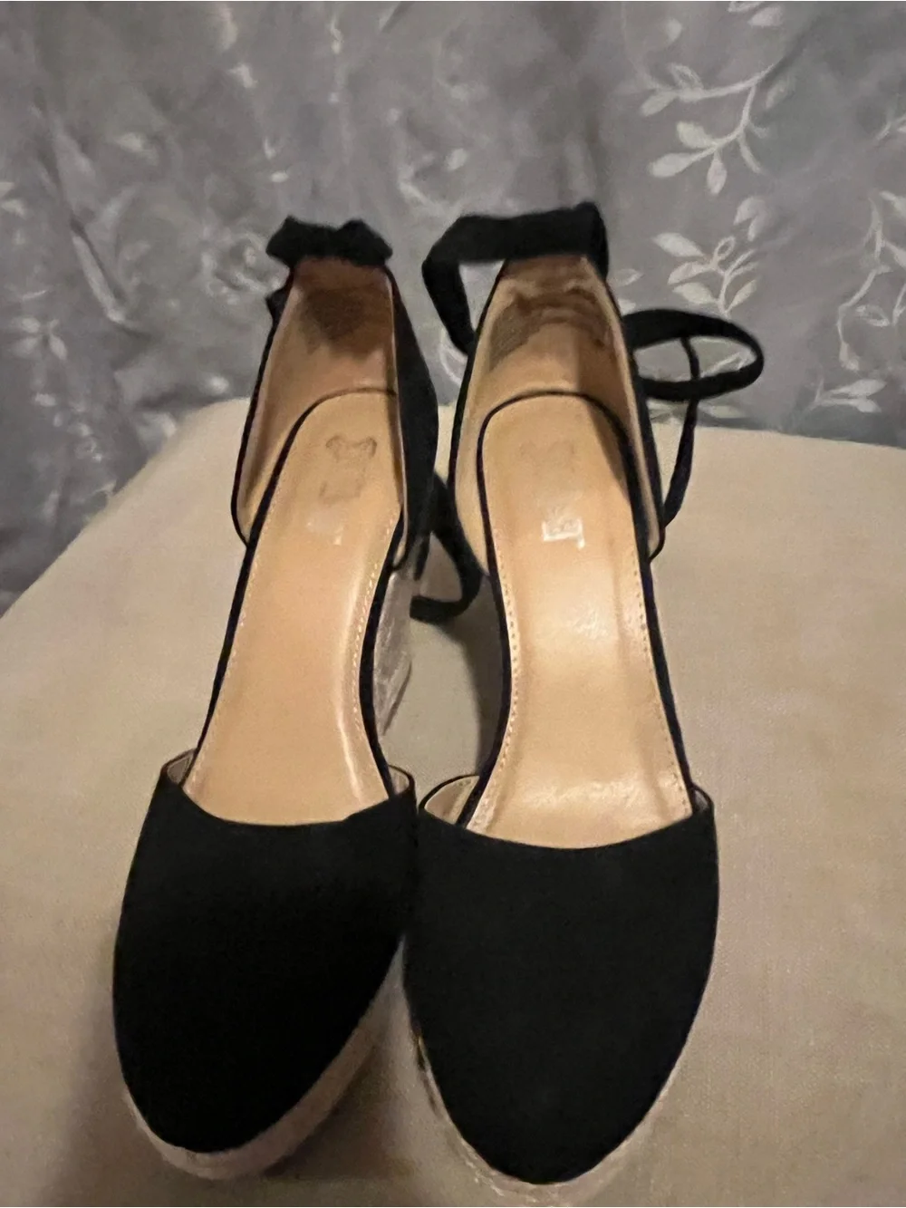 Splash Black Espadrille Ankle-Tie Wedges